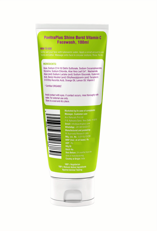 Vitamin C Face Wash, With Niacinamide, Orange Oil & Vitamin E - PavitraPlus