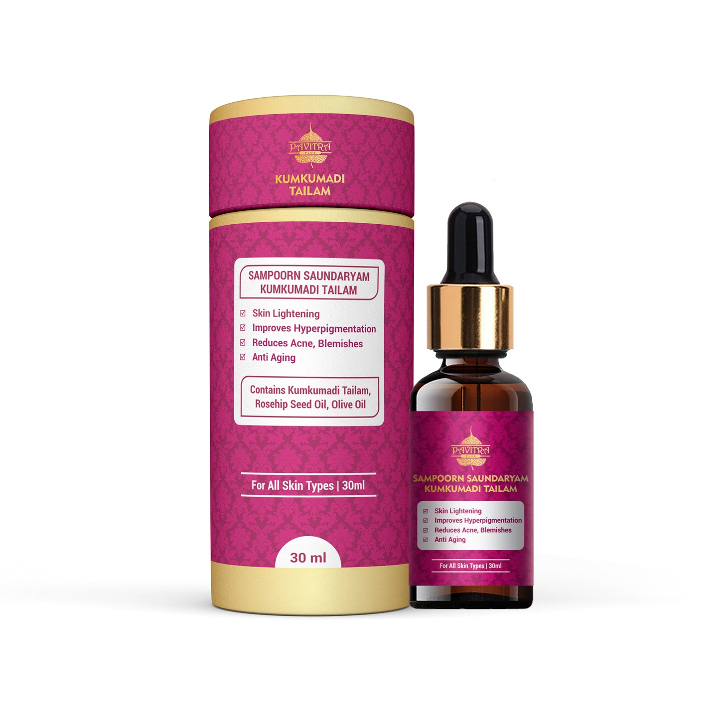 Pavitraplus Sampoorn Saundaryam Kumkumadi Tailam (Oil) for Glowing & Youthful Skin -30ml
