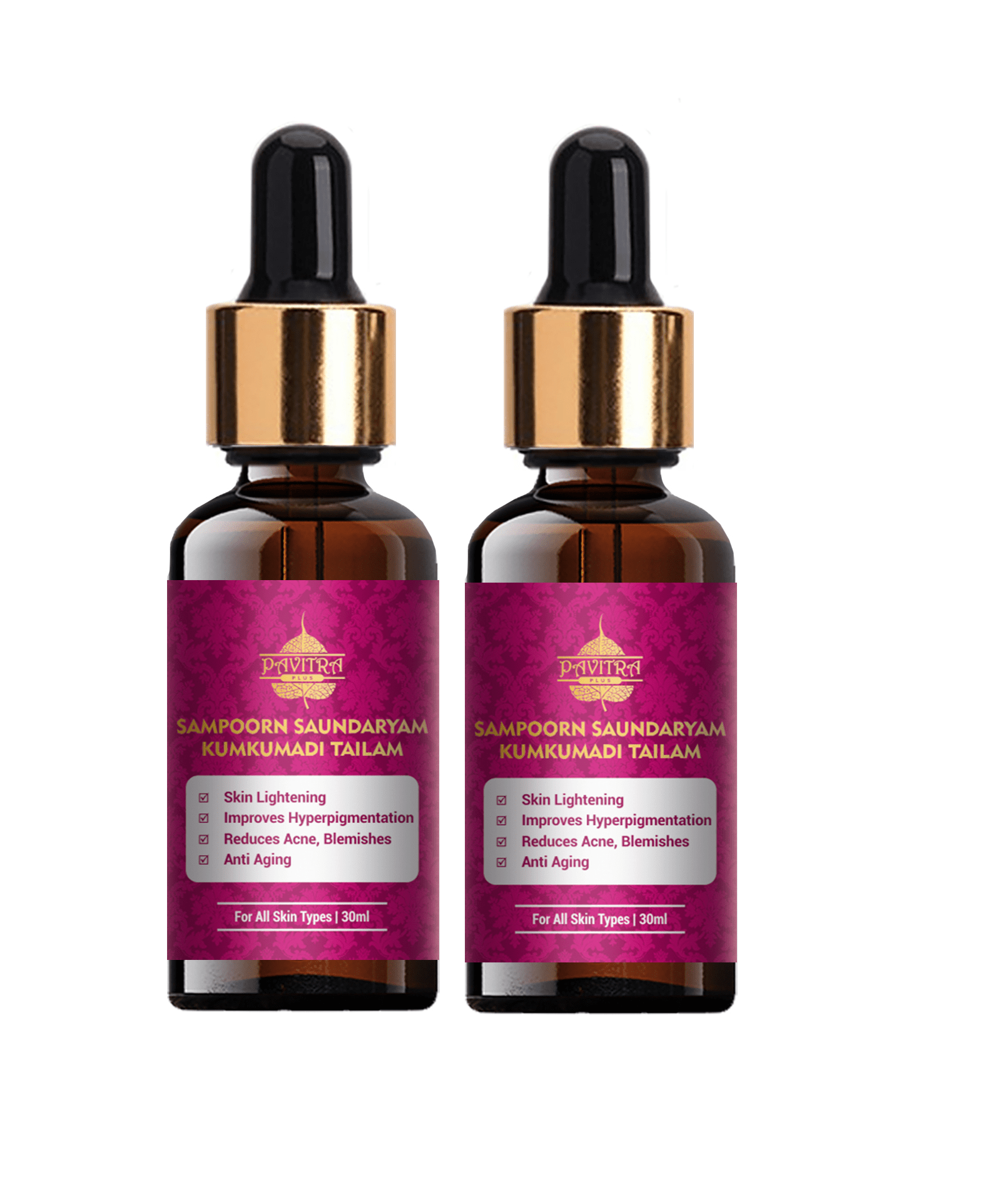 Pavitraplus Sampoorn Saundaryam Kumkumadi Tailam (Oil) for Glowing & Youthful Skin - 30ml (Pack of 1) - PavitraPlus