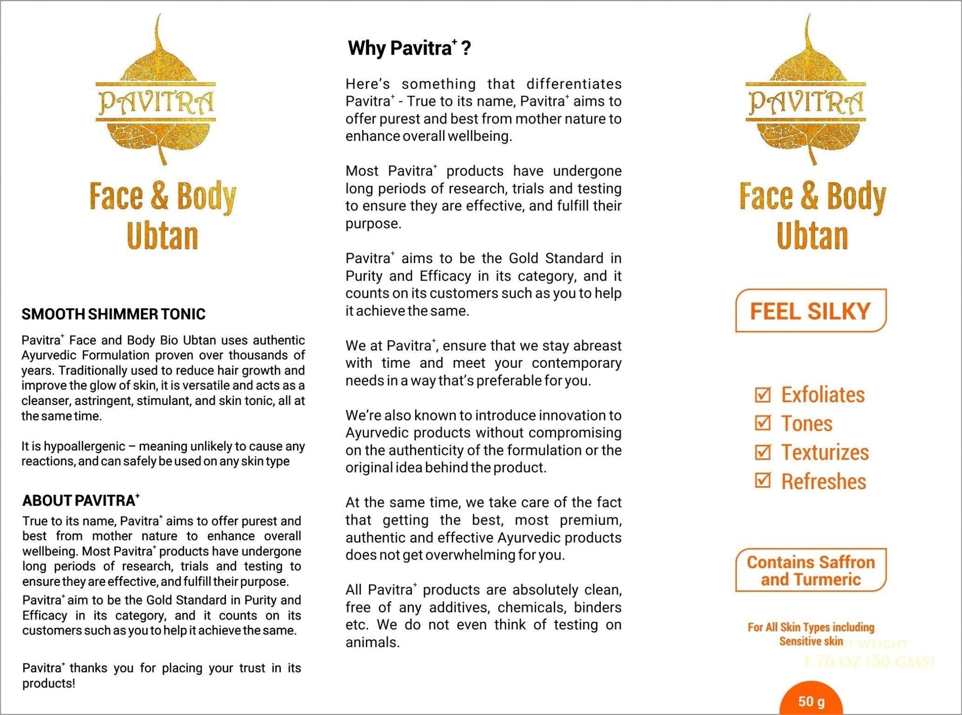 Face and Body Ubtan Powder (Pack of 1) - PavitraPlus
